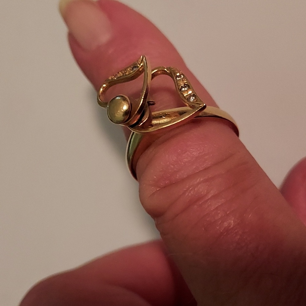 Vintage 1980 Two Heart Spin Ring With 6 Diamonds
